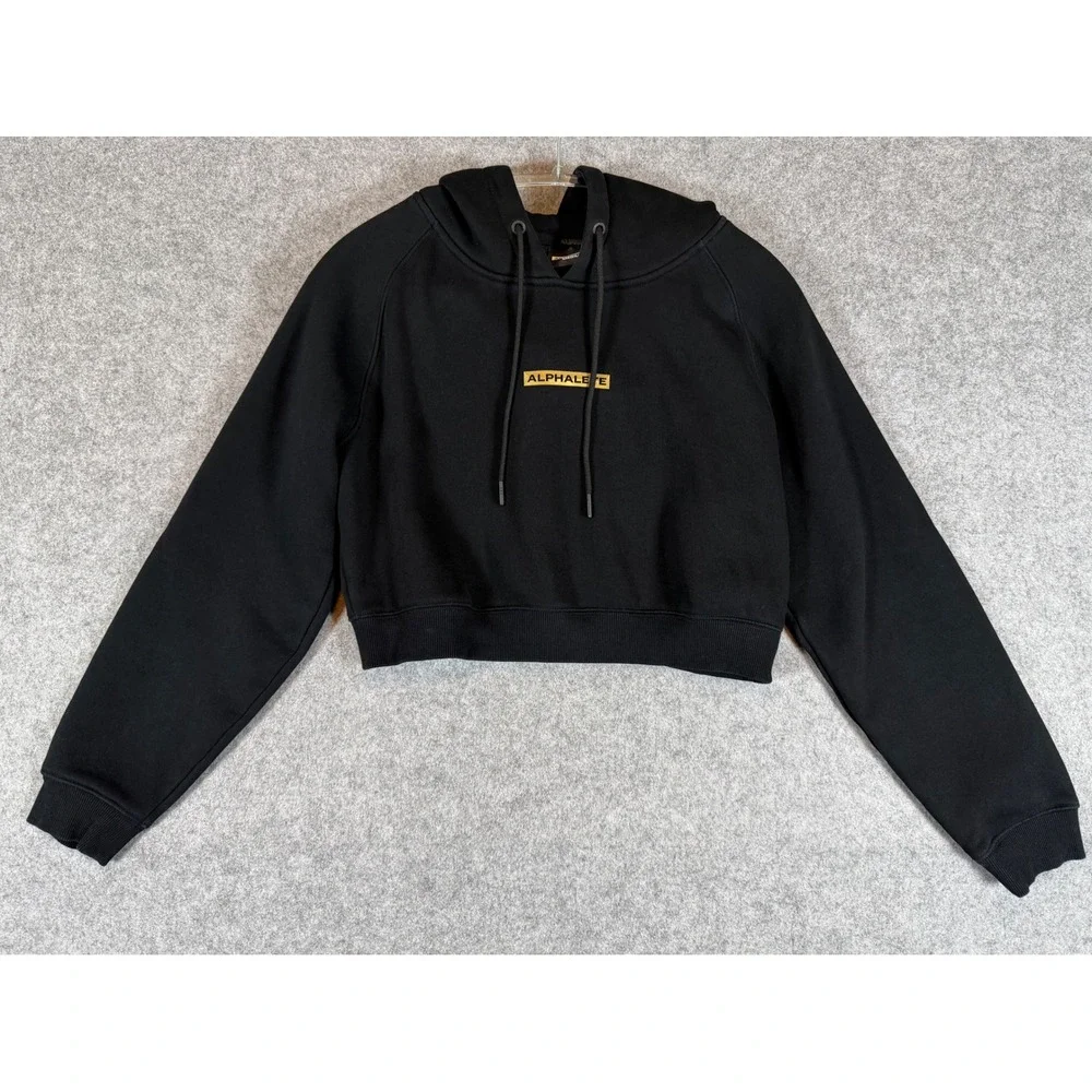 Alphalete Cropped Hoodie Womens Medium Black Excellent LDB-1502 Pullover